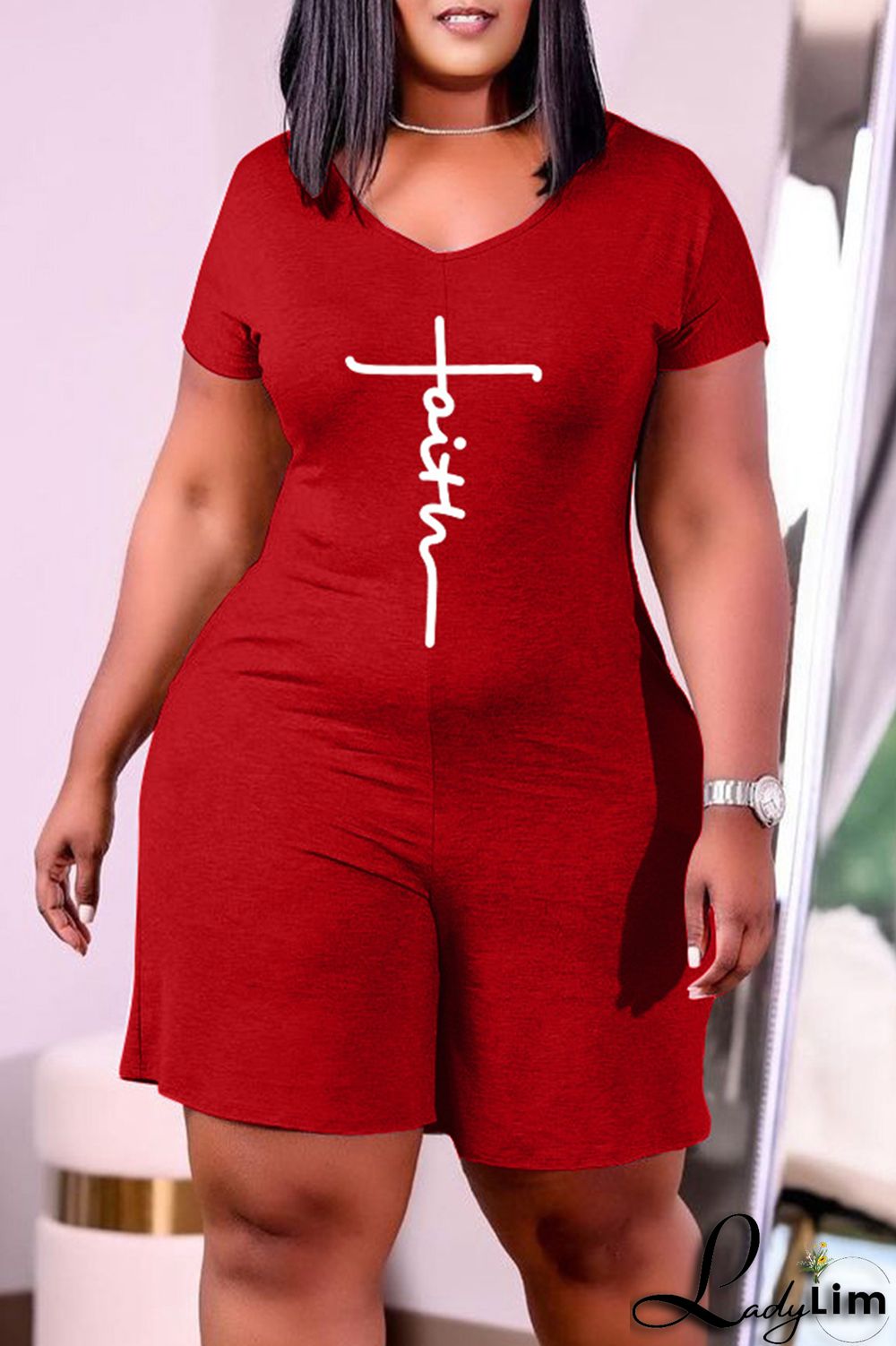 Blue Fashion Casual Print Basic V Neck Regular Jumpsuits