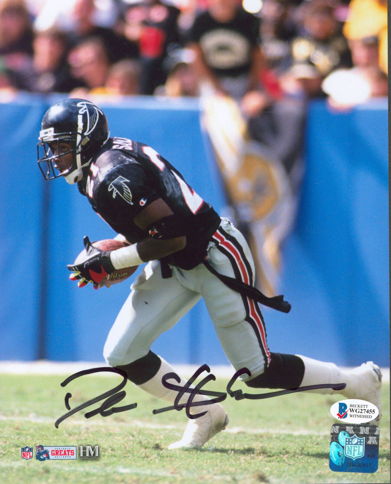 Falcons Deion Sanders Authentic Signed 8x10 Vertical Photo Poster painting BAS Witnessed