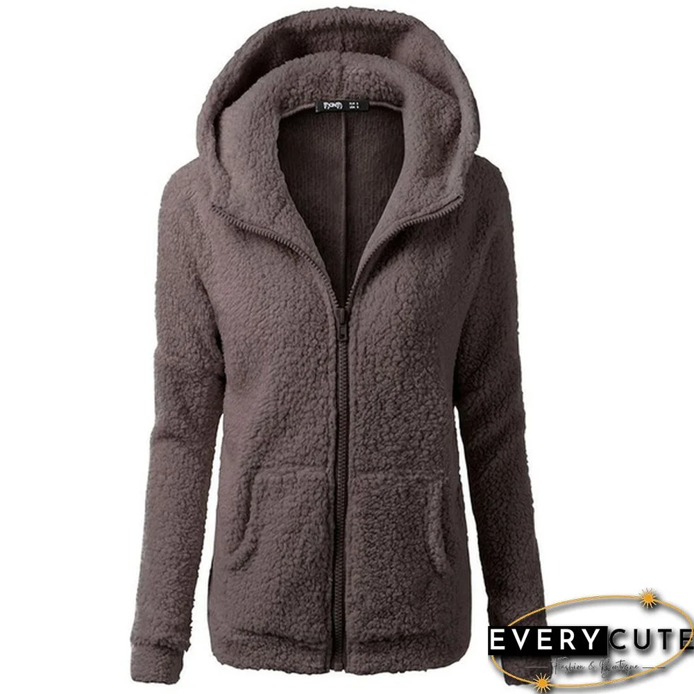 Women's Fashion Hooded Sweater Jacket Female Coat Women Casual Hoodie Coat Add Wool Sweatshirts