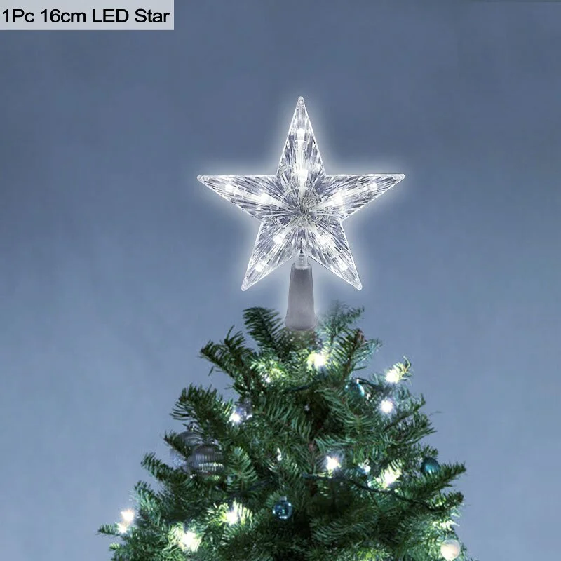 Christmas Tree Top Star LED Light Lamp Christmas Decorations For Home Xmas Tree Ornaments Navidad New Year 2022 Natal Noel