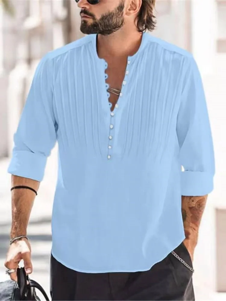 2023 Men's Casual Slim Linen Wrinkle shirts