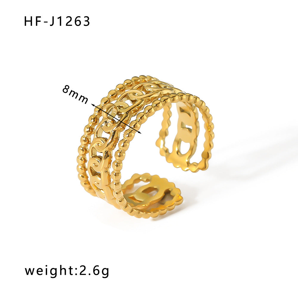 Women IG Style Circle Round Geometric Stainless Steel Electroplating Rings