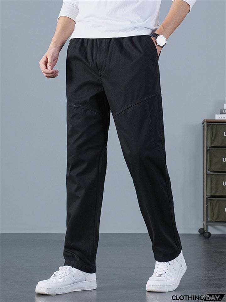 Sporty Hard-wearing Plus Size Men's Plain Cargo Pants