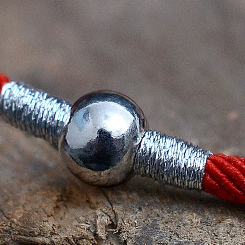 925 Sterling Silver Bead Protection Lucky Red String Bracelet