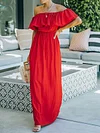 Solid Color Off-The-Shoulder Maxi Dress