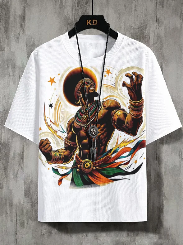 Men's Ethnic Tribe Black Art Print Casual Half Sleeve T-Shirt