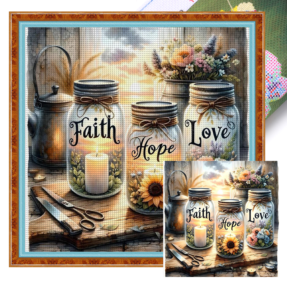 Bottles And Jars Full 11CT Pre-stamped Canvas(45*45cm) Cross Stitch