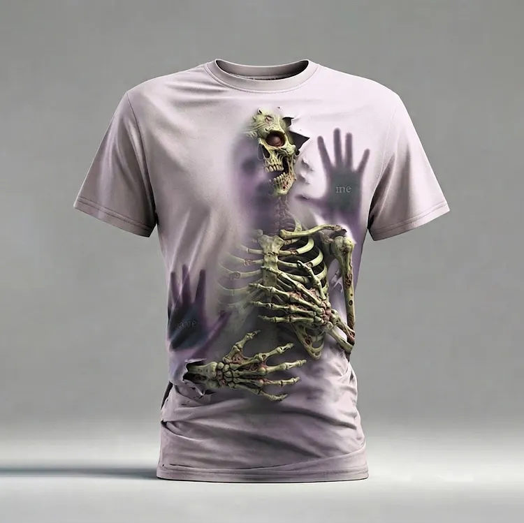 Men's Retro Halloween Optical Illusion Pattern Casual T-shirt