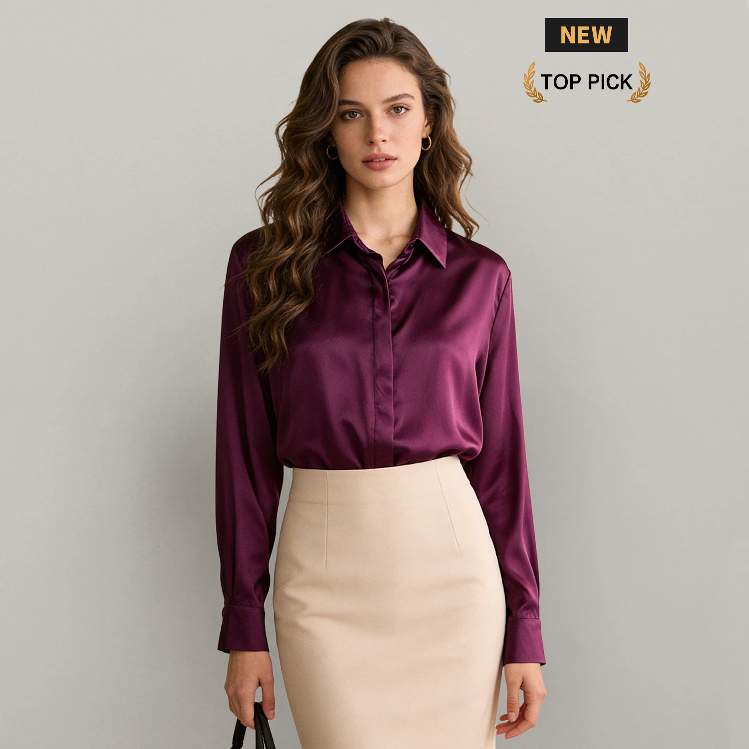 Women's Washable Stretch Silk Square Neck Blouse REAL SILK LIFE