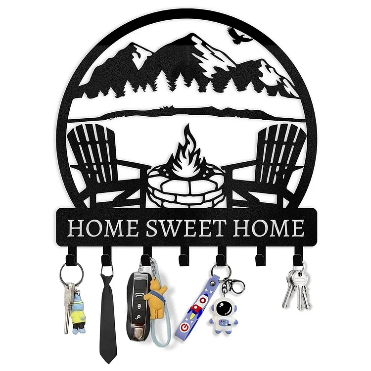 Personalized Key Holder for Wall, Custom Metal Key Holder Wall Mount with Mountain Design