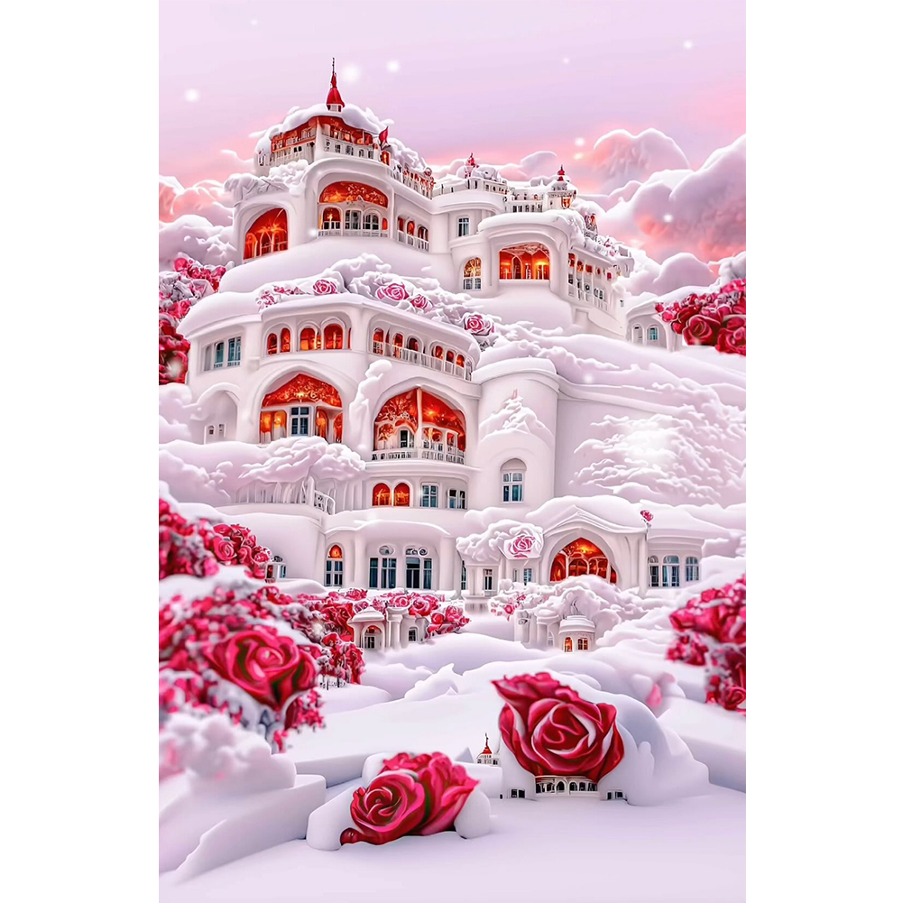 Frozen Red Rose Manor 40*70CM(Canvas) Full Round Drill Diamond Painting gbfke