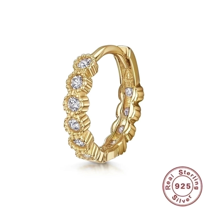 1 Piece 925 Sterling Silver Zircon Round Square Earrings