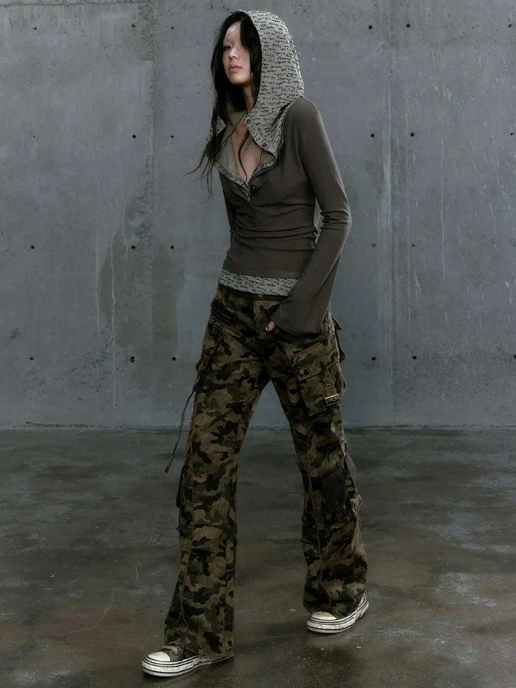 Brownm Hooded Top