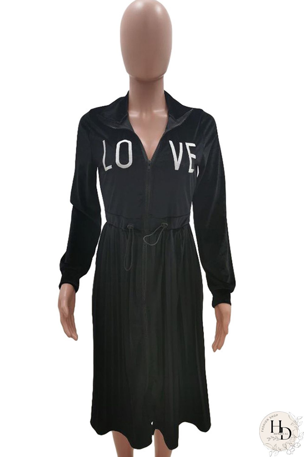 Army Green Sexy Cap Sleeve Long Sleeves Turndown Collar pleated Knee-Length Character Solid Long Sle