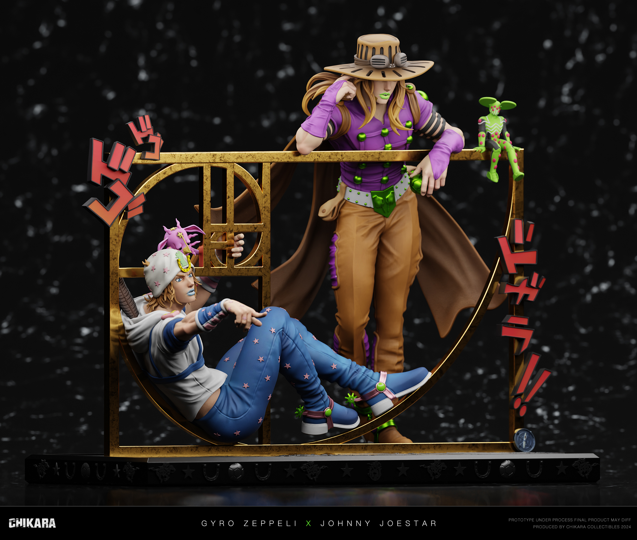 CHIKARA Studio - JOJO's Bizarre Adventure SBR Johnny Joestar & Gyro Zeppeli Statue(GK)-
