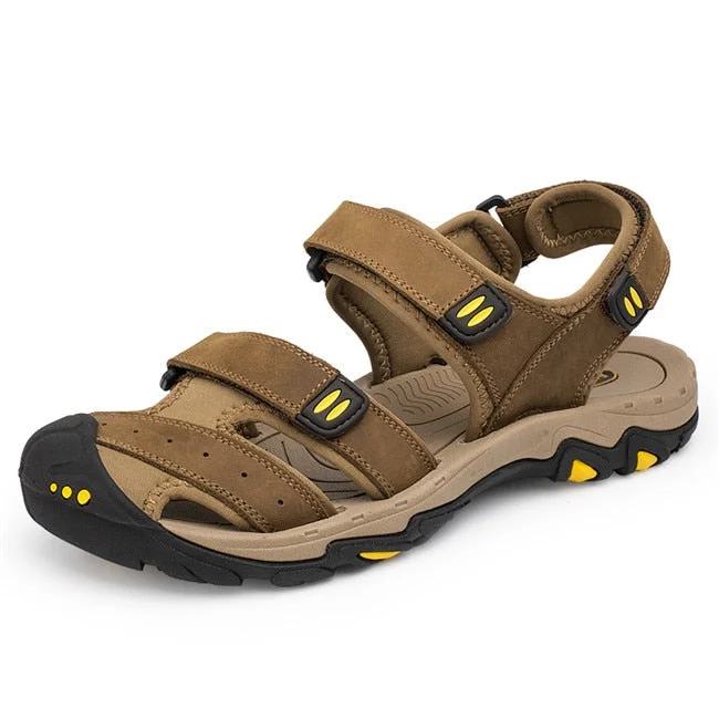 MIXIDELAI New Fashion Summer Outdoor Beach Breathable Men Sandals Genuine Leather Men's Sandal Man Causal Shoes Plus Size 39-47