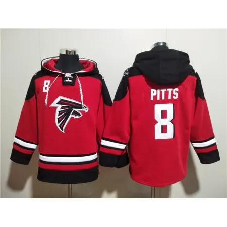 Men's Atlanta Falcons #8 Kyle Pitts Red Ageless Must-Have Lace-Up Pullover Hoodie FC26
