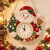 Acrylic Special Shape Xmas Santa Diamond Pearl Painting Clock Handicraft Hanging Kit