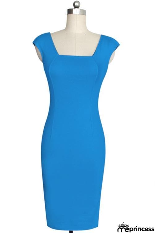 Square Neck Sleeveless Bodycon Dress