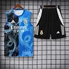 2025/2026 Real Madrid Pre-Match Training Black Blue Vest+Shorts Football1:1 Thai Quality