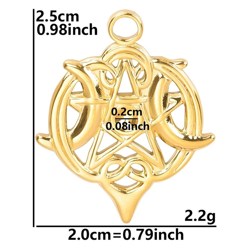 1 Piece 25x20mm Hole 2~2.9mm 304 Stainless Steel 18K Gold Plated Pentagram Pendant