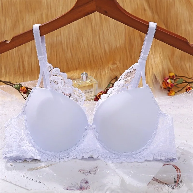 FINETOO Lace Push Up Bra Women Massage Cup Seamless Bras B C Cup Sexy Lingerie Ladies Brassiere Female Solid Color Underwear New