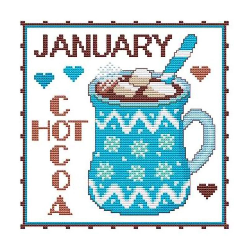11CT estampado / contado punto de cruz mes taza (36 * 36cm)