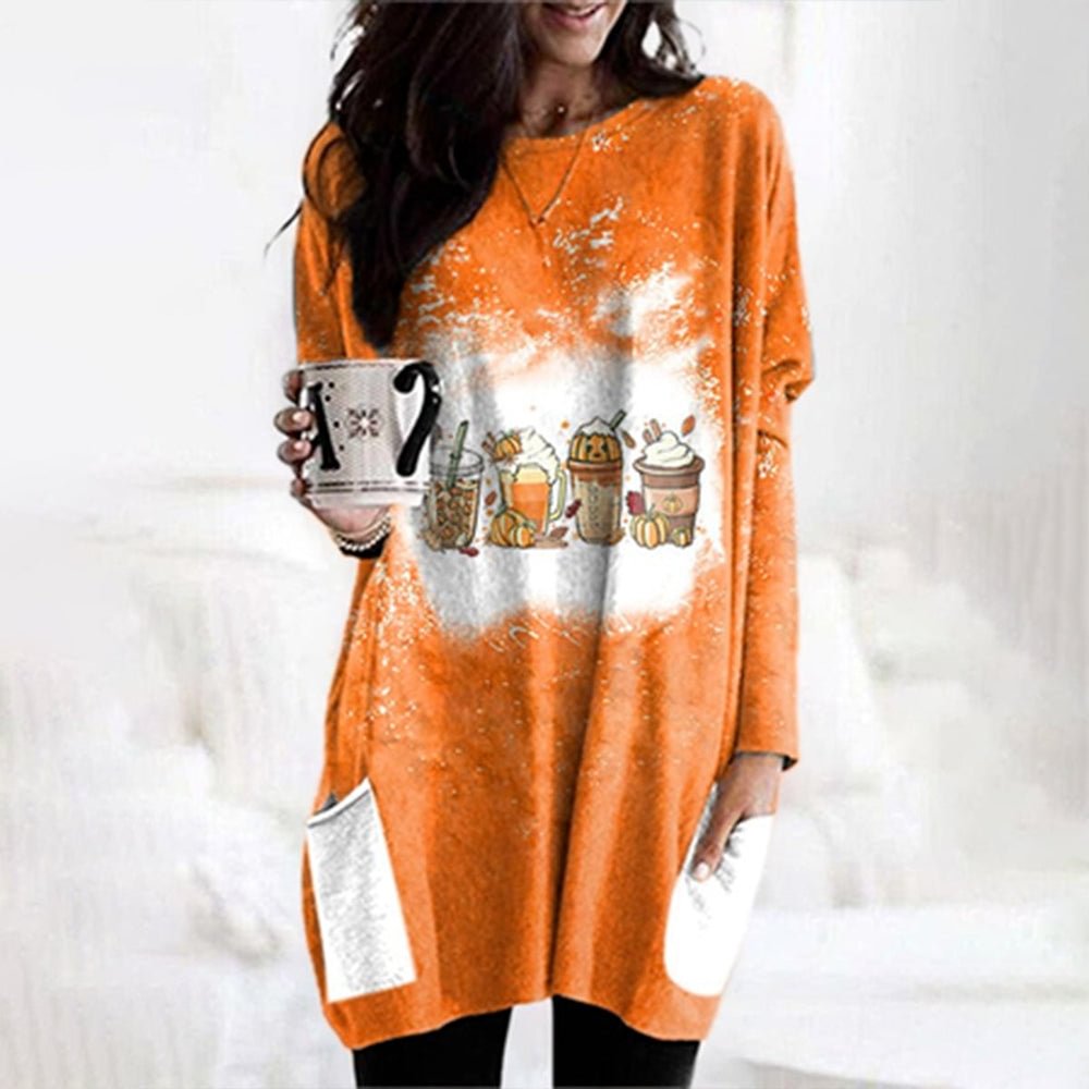 Orange Round Neck Mini Dress