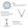 925 Sterling Silver White Opal Sun Pendant Necklace 17.71''