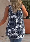 Plus Size Floral Print Wide Strap Curved Hem Casual Tank Top