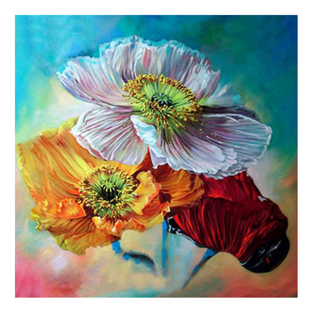Tricolor Poppies-Paint by Numbers-8"x8"/20x20cm