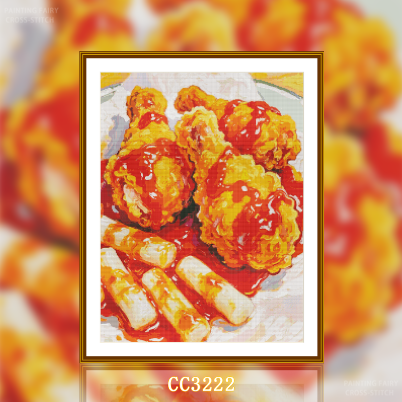 [CC3222-Food Series Fried Chicken Thighs] Cross Stitch 2025 New Small Thread Embroidery Living Room and Dining Room Painting Fairy Cross Stitch
