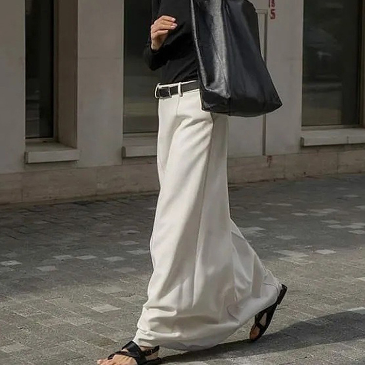 Ootddress White High Waist Patchwork Long Skirt For Women Loose Casual Pocket Elegant Solid Fashion Summer 2025 Female Maxi Skirt