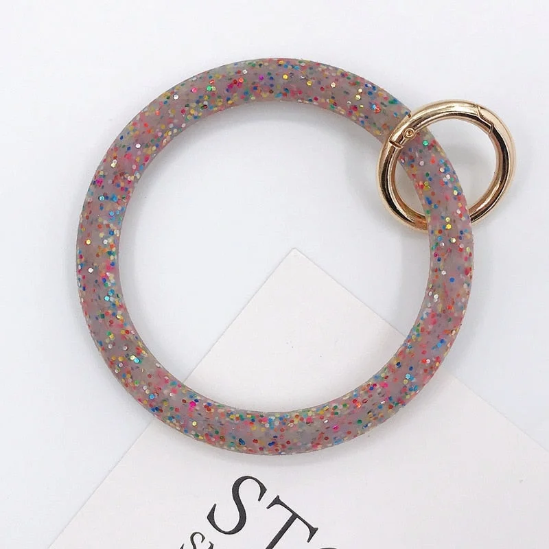 Dvacaman Hot Sale Big O Shaped Silicone Loop Wrist Key Ring Keychain with Gold O Clasp Round Key Wrist Strap Accessory Wholesale