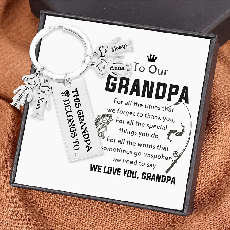 4 Names-Personalized Grandpa Kids Charms Keychain Gift Set-Custom Special Keychain Gift For Grandpa-We need to Say We Love You