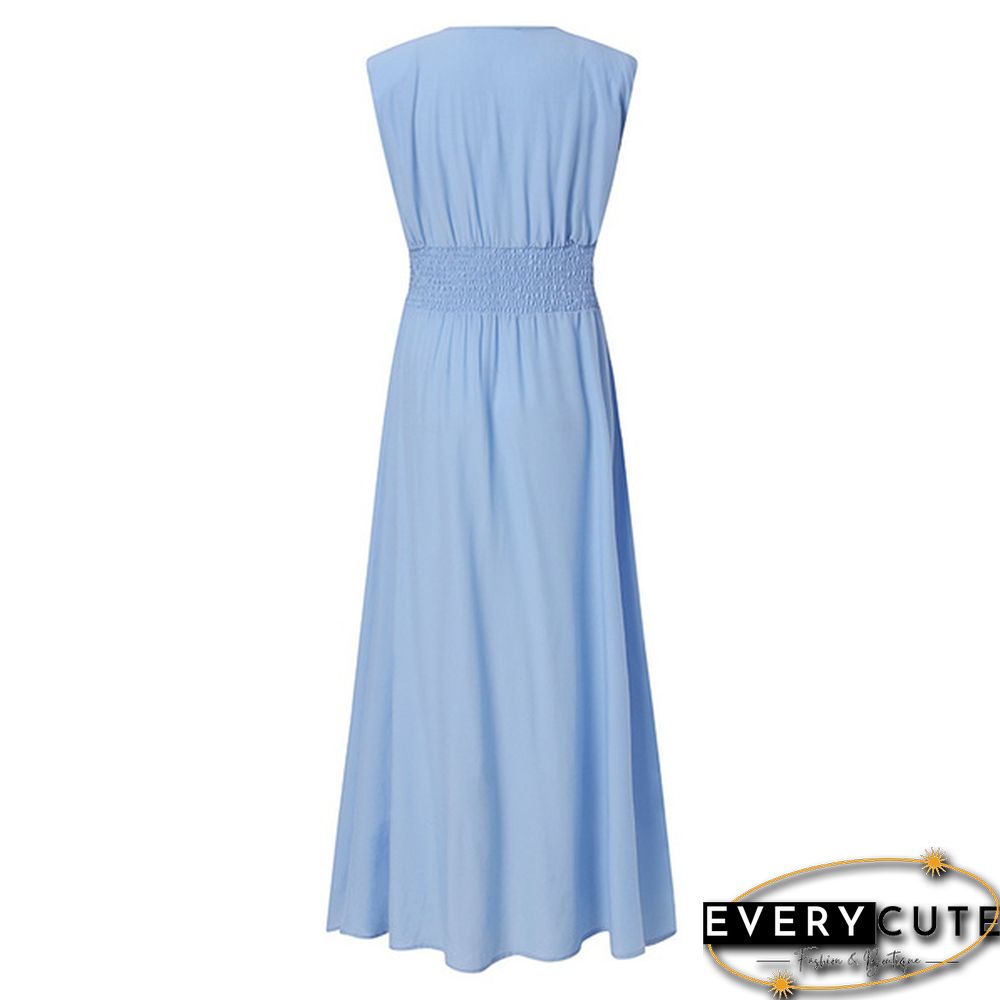 Oversized Retro Women Kaftan Solid Long Shirt Dress Sexy Party V Neck Bohemian Slit Hem Maxi Sundress