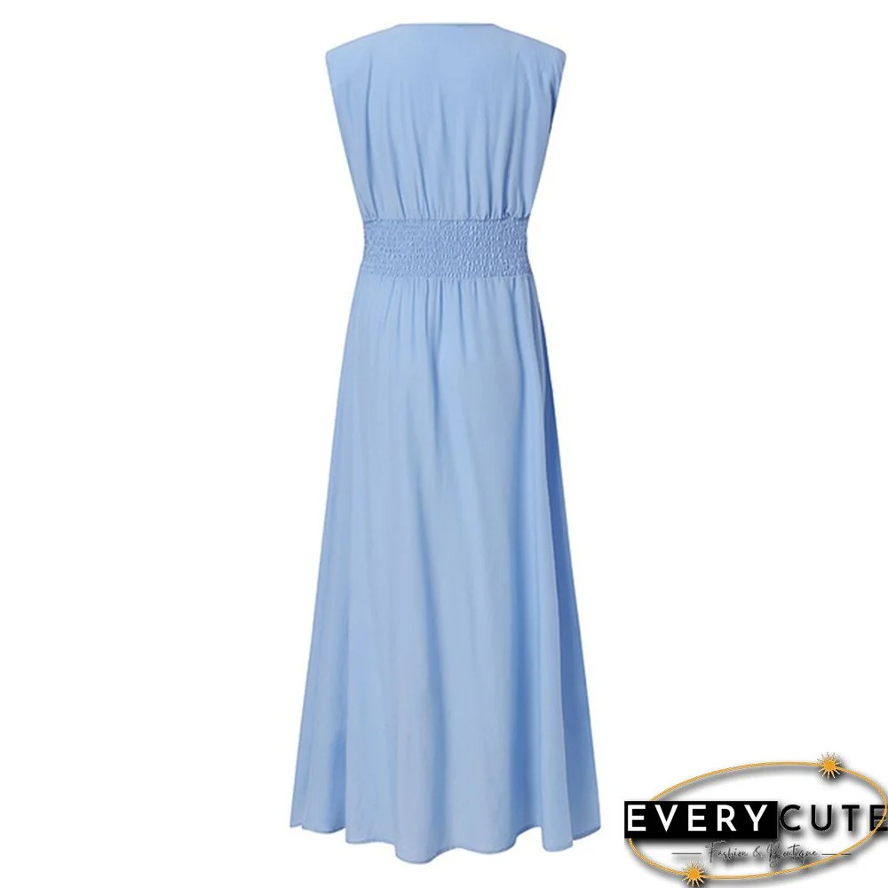 Oversized Retro Women Kaftan Solid Long Shirt Dress Sexy Party V Neck Bohemian Slit Hem Maxi Sundress