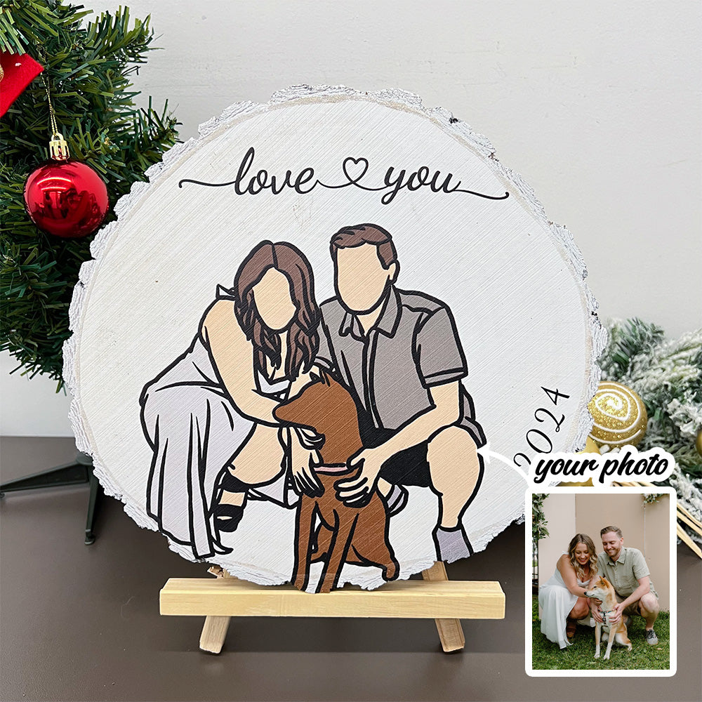 Loveyoufancy Custom Natural Wood Slice With Portrait And Engraved Text