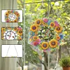 (US Only)2D Flat DIY Sunflower Wreath 5D Diamond Hanging Clock Art Craft for Home