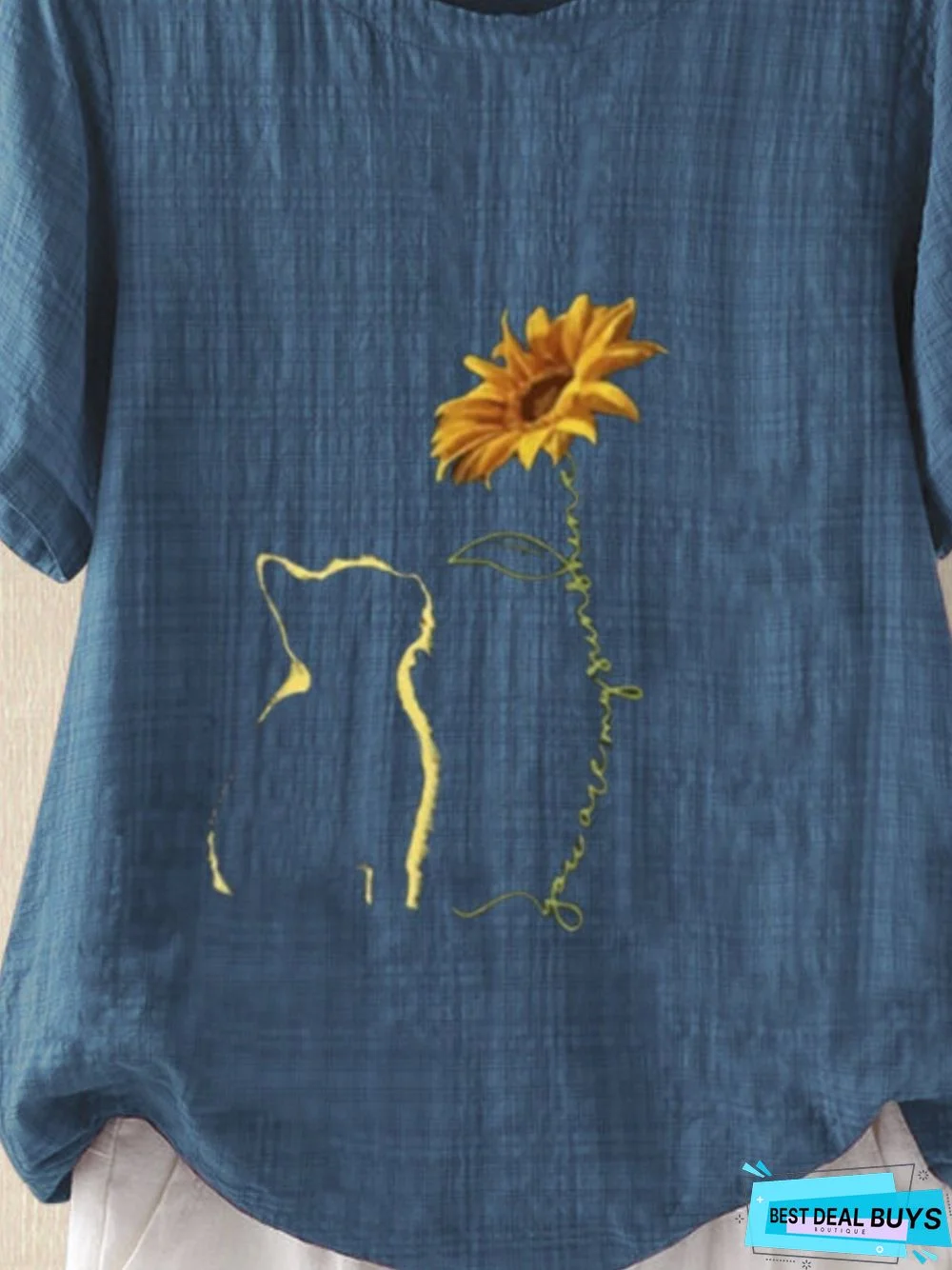 Casual Round Neck Floral-Print T-shirt