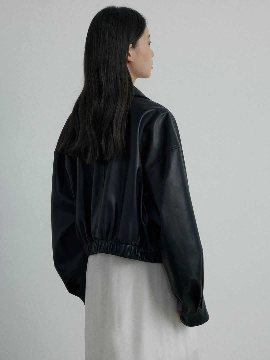 Woherb [Daihe] Autumn New Casual Lapel Versatile Simple Super Soft Fashion Do Old Sense PU Leather Coat H7054-Outfit Ideas