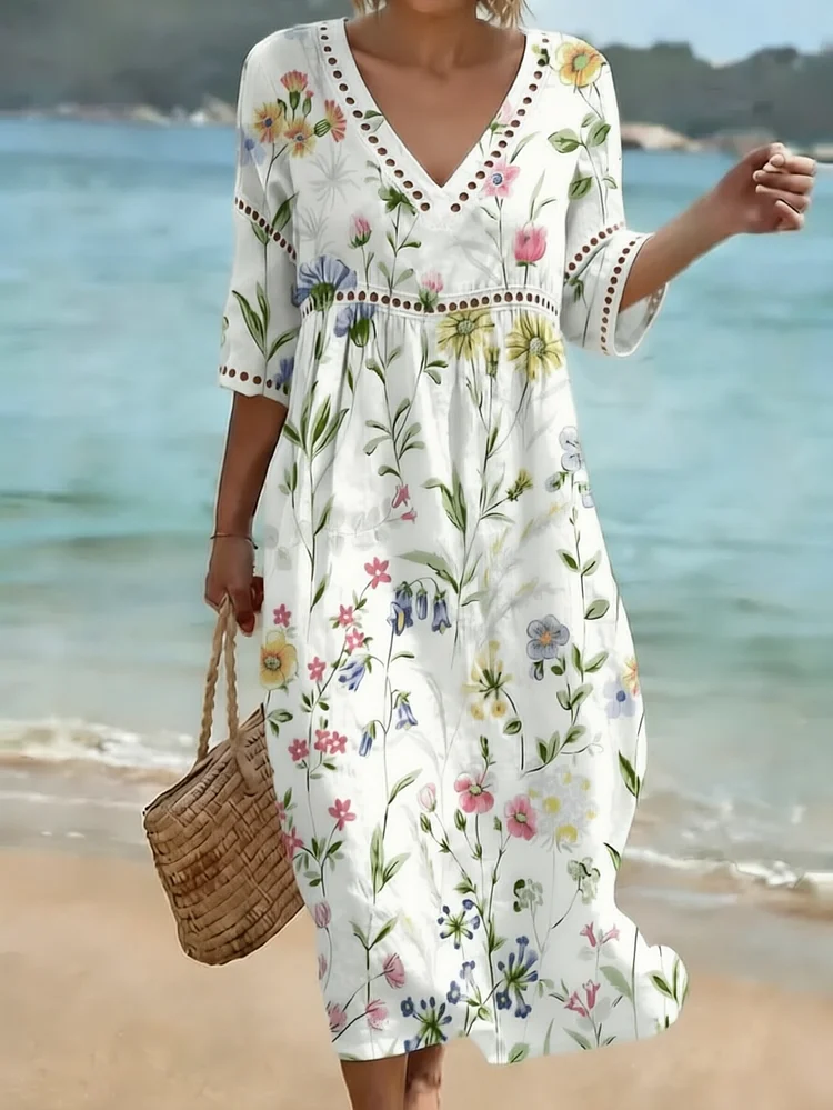 [Spot Big Sale] Women's Floral Print Casual Dress