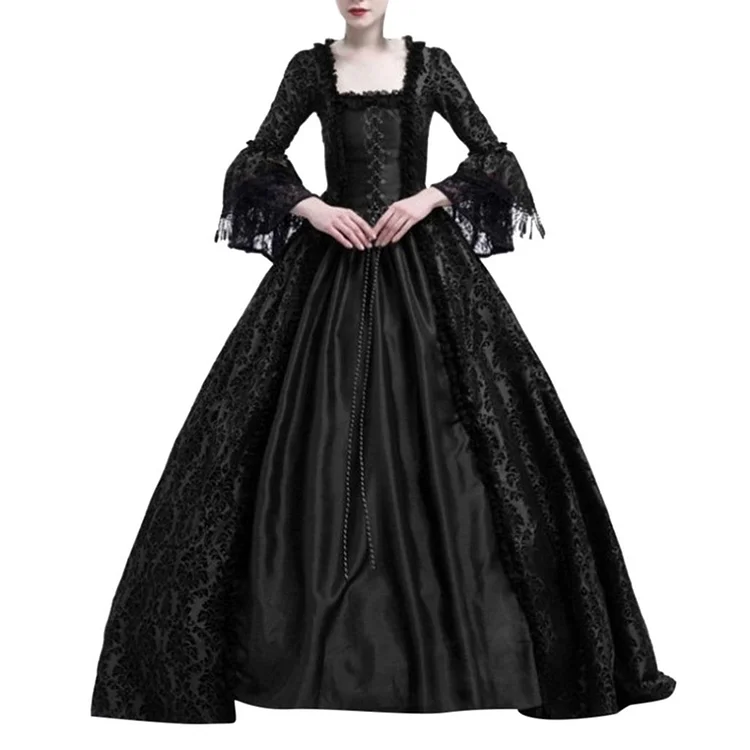 Womens Renaissance Medieval Costume Dress Lace up Irish Over Long Dresses Cosplay Retro Gown