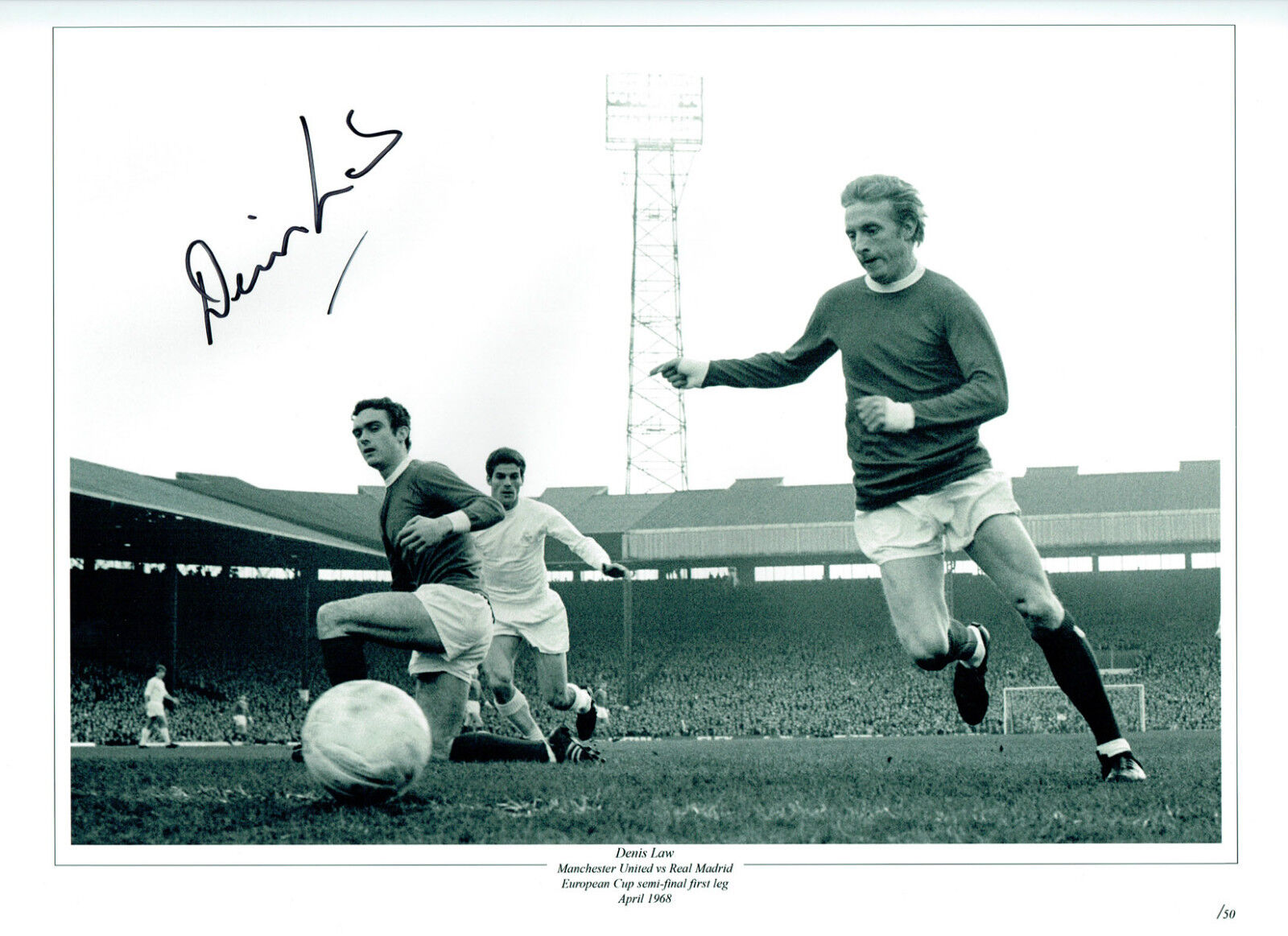 Denis LAW Signed Autograph 16x12 Manchester United Great United Photo Poster painting AFTAL COA