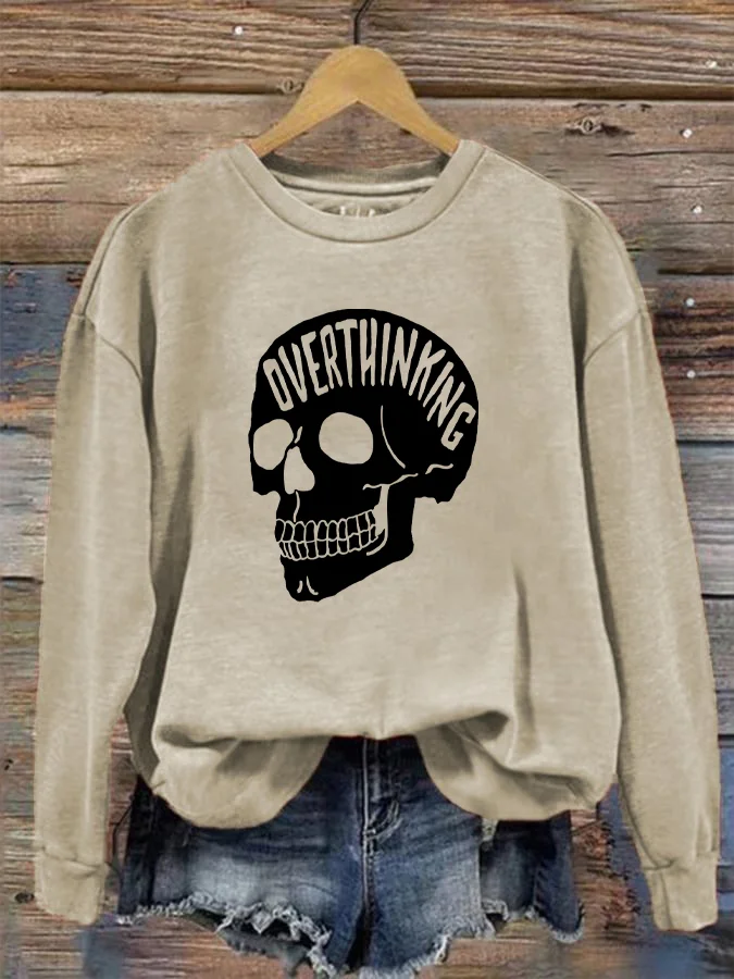 Overthinking Anxiety Skull Sweatshirt socialshop