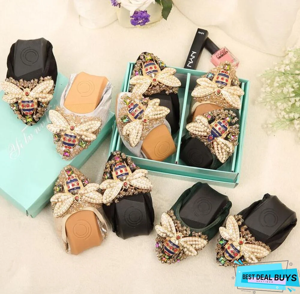 Plus Size Crystal Woman Flat Shoes Elegant Comfortable Rhinestone Soft Flats