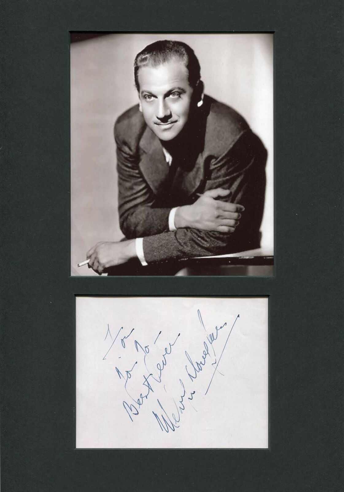 ACTOR Melvyn Douglas (+) autograph, signed album page mounted