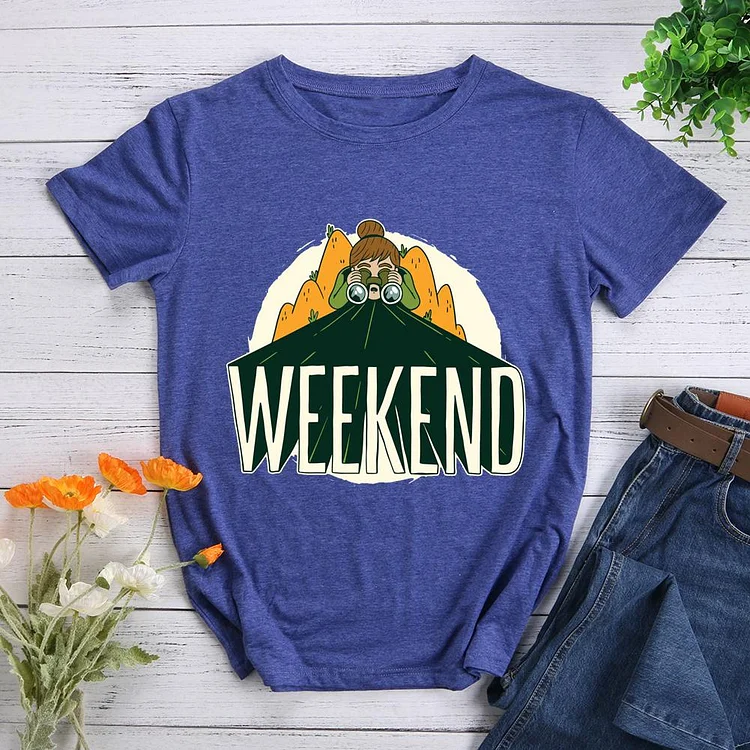 Weekend Hiking Round Neck T-shirt-Annaletters