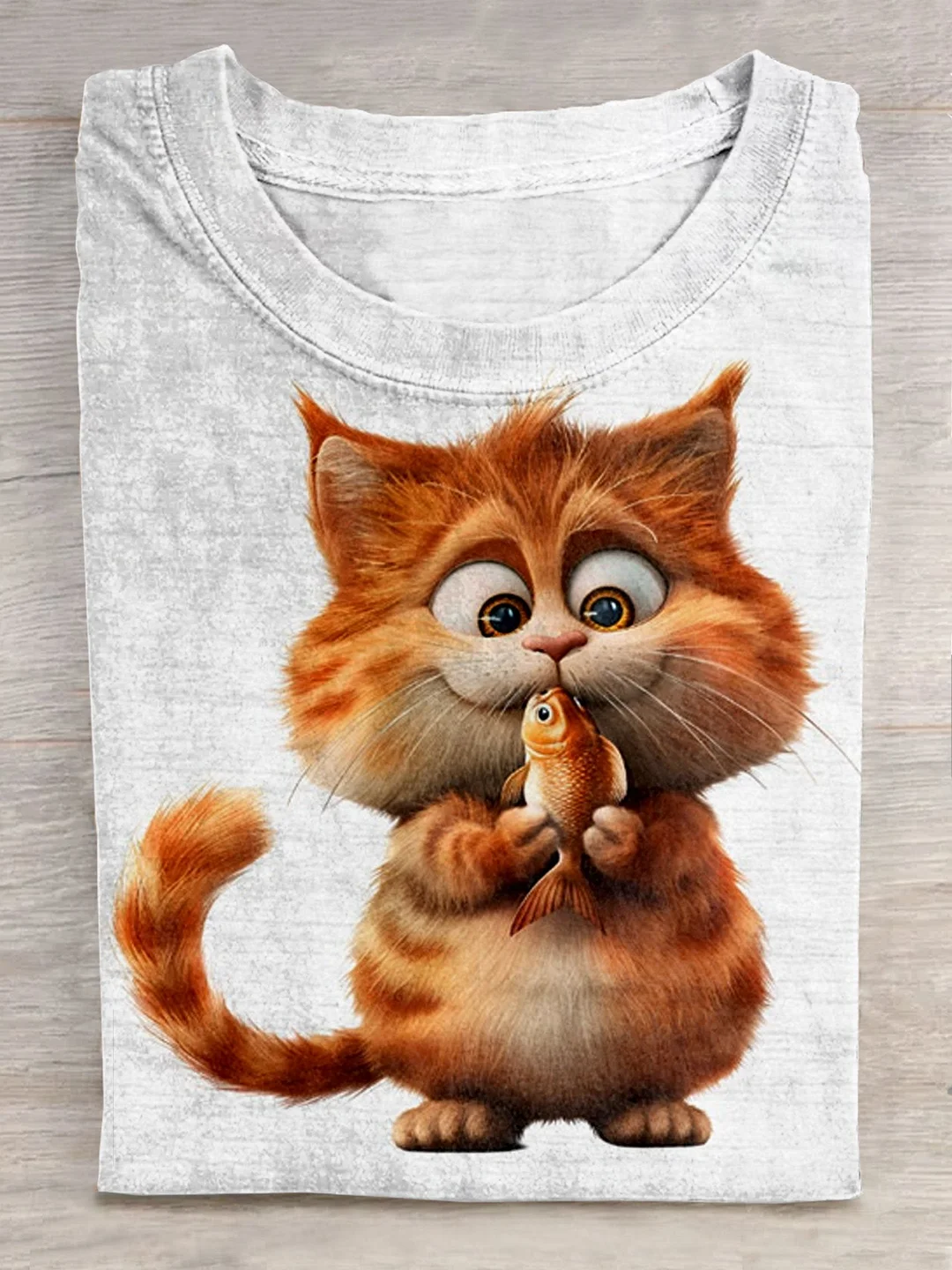 Funny Cat Art Print Casual Short Sleeve T-shirt Eagerlys