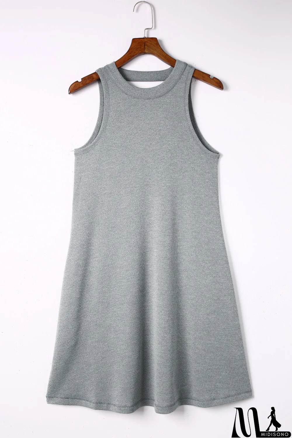 MidiSono - Crisscross Cut-out Back Knit Sleeveless Dress